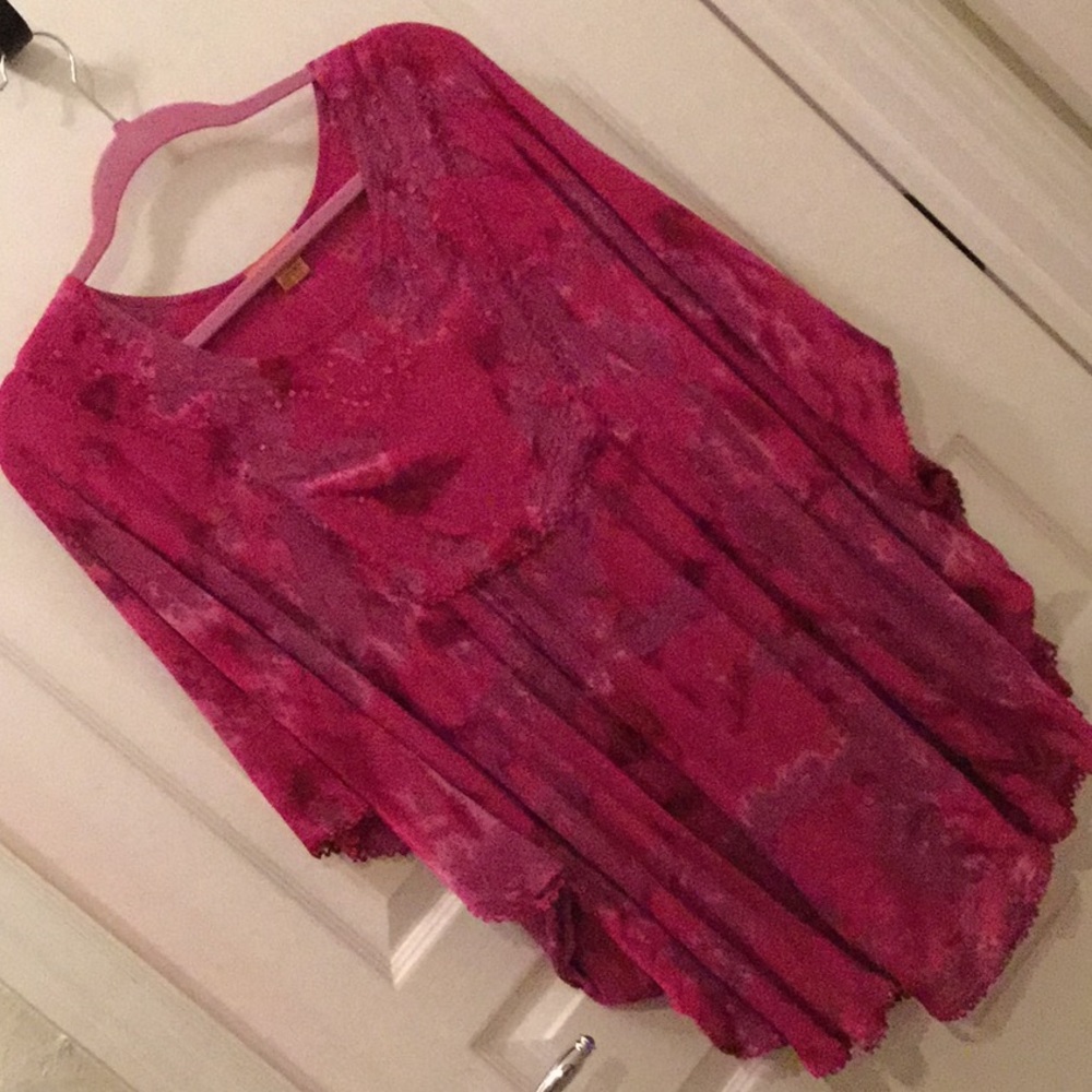 Tie Dye Lace/Sequin Embroidered Tunic or Cover Up.